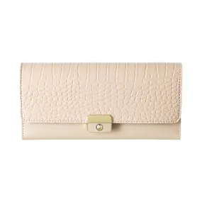 Women's Long Trifold Animal Pattern Wallet with Flap (Apricot)