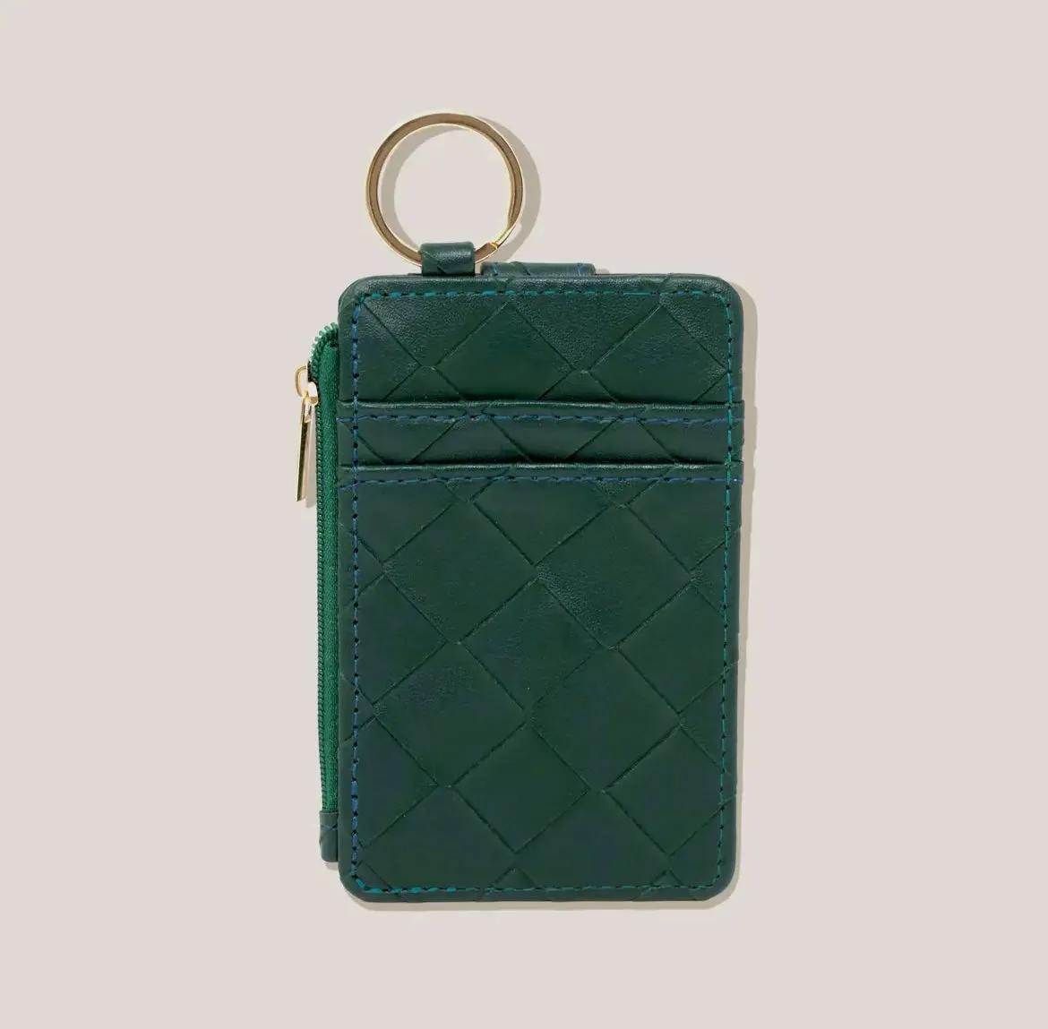 Woven Cognac Keychain Wallet